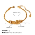 Pulsera de cuentas de acero dorado con dijes de diamantes de imitación y eslabones - SL446G8 Pulsera Multi-elementos (Estilo Cuentas Estras)