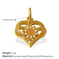 Ciondolo a cuore in acciaio inossidabile dorato con girasole smaltato bianco e strass - Stile Girasole a Cuore (PJ1731WOG)