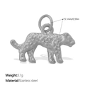 Colgante de leopardo en acero inoxidable con superficie texturizada y doble aro - Estilo Pantera Plata (PJ1926S)