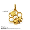 Ciondolo ape dorata in acciaio inossidabile e smalto, peso di 1,4 g e misura di 16,9 mm - Stile Ape e Favo (PJ1732YBG)