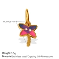 Ciondolo palma dorato con smalto rosa e viola e cristalli per gioielli fai-da-te - Stile Pianta Viola (PJ1733CRG)
