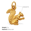Colgante de ardilla en acero inoxidable dorado pulido de 19,6mm para collares - Forma de Ardilla (PJ1928G)