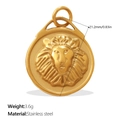 Colgante de león en acero inoxidable dorado, diámetro de 21,2 mm y peso de 3,6 g - Estilo Disco Cabeza de León (PJ1929G)