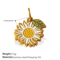 Ciondolo a forma di girasole in acciaio inossidabile dorato da 17mm con petali bianchi - Stile Girasole (PJ1736CRG)
