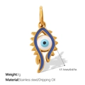 Goldener Edelstahl Evil Eye Anhänger mit blauer Tropföl-Veredelung und 17,1 mm Größe - Gold Augenform (PJ1841WBG)
