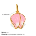 Ciondolo tulipano rosa in acciaio inossidabile con finitura dorata e smalto per gioielli - Stile Tulipano Rosa (PJ1715PKG)