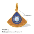 Golden stainless steel evil eye pendant with blue enamel oil dripping and a 15.5mm drop - Gold Round Eye (PJ1843WBG)