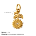 Elegante ciondolo a girasole dorato in acciaio inossidabile con strass brillante - Stile Girasole con Strass (PJ1716WEG)