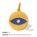 Evil Eye gold round stainless steel pendant with blue enamel and rhinestone detail - Gold Eyelash Eye (PJ1844WBG)