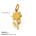 Ciondolo a girasole in acciaio inossidabile dorato, lungo 20,1 mm con petali realistici - Stile Girasole (PJ1717G)