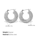 Minimalistische zilveren onregelmatige ronde oorringen van roestvrij staal - Zilveren Cirkelvormige Gedraaide Stijl (EH1324S) / Zilver