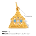 Golden stainless steel triangle Evil Eye pendant with blue enamel and rhinestones - Gold Triangle Eye (PJ1845WBG)