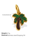 Ciondolo a forma di palma dorata con smalto verde, altezza 13,3 mm e peso di 0,7 g - Stile Albero di Cocco (PJ1720GBG)
