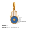 Hamsa Hand pendant with evil eye in gold-plated stainless steel and blue dripping oil - Gold Small Hand (PJ1848WBG)