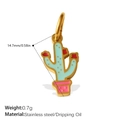 Simpatico ciondolo a cactus in acciaio inossidabile con vaso rosa e fiore rosso - Stile Cactus Verde Chiaro (PJ1721CRG)