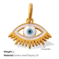 Golden stainless steel Evil Eye pendant with blue dripping oil finish and lashes - Gold Lash Eye (PJ1854WBG)