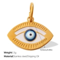Golden stainless steel Evil Eye pendant charm with blue and white dripping oil detail - Gold Round Eye Charm (PJ1855WBG)