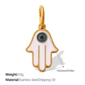 Gold Hamsa Hand pendant with blue Evil Eye and white enamel in stainless steel - Gold White Base Hand (PJ1857WBG)