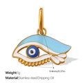 Evil Eye charm in blue enamel and gold stainless steel finish for DIY jewelry - Gold Small Round Eye (PJ1864WBG)