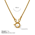 Golden stainless steel multi-chain necklace with a large round spring clasp detail - Cable Chain / Gold Style (XL477G)