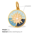 Vergoldeter Edelstahl-Sonnenanhänger mit blauem Emaille-Verlauf im Kompass-Design - Kompass-Sonne Anhänger (PJ1758BEG)