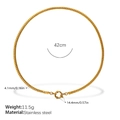 Flat gold snake chain necklace in stainless steel with large round spring clasp - Flat Snake Chain / Gold Style (XL478G)
