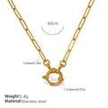 Polished golden stainless steel paperclip necklace with large round spring clasp - Paperclip Chain