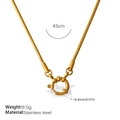 Golden stainless steel snake chain necklace with spring clasp, 43cm length, 9.5g weight - Thin Round Snake Chain / Gold Style (XL480G)