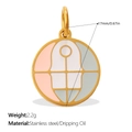 Round gold stainless steel enamel charm with geometric star and moon patterns - Tricolor Geometric Patchwork Pendant (PJ1762CRG)