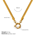 Golden 4mm stainless steel herringbone chain necklace with circular spring clasp - Wide Snake Chain