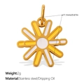 Golden sunburst pendant with yellow and white enamel finish, 17.1mm stainless steel charm - Yellow and White Sunflower Pendant (PJ1764YWG)