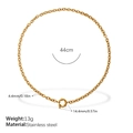 Golden stainless steel rectangle chain necklace with 14.4mm round buckle 44cm length - Wavy Link Chain
