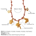 Handmade braided multi-pendant necklace with floral and angel charms in stainless steel - Flower Angel Dragonfly Butterfly Necklace (XL785RBG11)