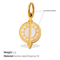 Gold stainless steel sun and moon round pendant with dripping oil finish, size 16.9mm - Sunburst Arrowhead Pendant (PJ1766WEG)