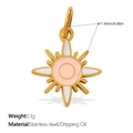 Star and sun pendant with pink and white enamel in golden stainless steel finish - Pink and White Enamel Star Pendant (PJ1768PWG)
