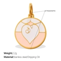 Pink and white enamel heart circle pendant in gold stainless steel frame - Heart Decorated Disc Pendant (PJ1769PWG)