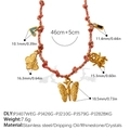 Colorful cord necklace with heart and flower stainless steel pendants, length 46cm and 5cm extender - Butterfly Spider Heart Rhinestone Necklace (XL785RBG15)