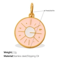 Pink and white enamel sun pendant in stainless steel, 17mm diameter jewelry charm - Pink and White Sun Ray Pendant (PJ1770PWG)