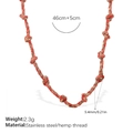 Handmade red cord necklace with stainless steel gold wire and knots, 46cm length - Red Brown Mixed Woven Necklace (XL785RBG) / Red Brown Gold
