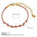 Handwoven red and pink rope bracelet with 18K gold plated stainless steel lobster clasp - Red Pink Gold Mixed Woven Bracelet (SL385RBG) / Red Pink Gold