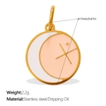 Golden stainless steel pendant featuring white crescent moon and pink sun disk with stars - Star and Moon Pink Disc Pendant (PJ1773PWG)