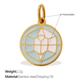 Blue and white enamel geometric sunburst pendant in gold finish stainless steel - Blue and White Geometric Disc Pendant (PJ1774BWG)