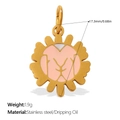 Pink baby clothes pendant in golden sun shape, stainless steel charm, 1.9g 17.3mm - Flower Sun Pink Pendant (PJ1775PKG)