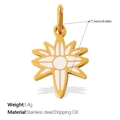 Golden stainless steel sunburst charm with white enamel inlay for DIY jewelry making - White Enamel Octagram Pendant (PJ1776WEG)