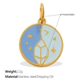 Blue celestial sun and moon charm in gold stainless steel with enamel finish - Crystal Disc Blue Pendant (PJ1777BEG)