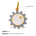 Golden celestial sun pendant charm in blue and white enamel with star detail - Star Sun Blue and White Pendant (PJ1780BWG)