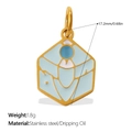 Geometric hexagon charm in blue enamel and gold finish with size and weight info - Blue Gradient Hexagon Pendant (PJ1784BEG)