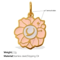 Pink dripping oil flower pendant in stainless steel with gold edges and logo - Pink Enamel Flower Pendant (PJ1786PWG)