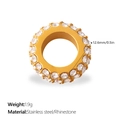Golden stainless steel spacer ring with double-row rhinestones, 12.6mm diameter - Double Row Rhinestone Ring (PJ2071WEG)