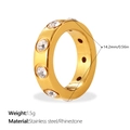 Elegant gold-plated stainless steel ring with rhinestones and 14.2mm inner diameter - Single Row Spaced Rhinestone Ring (PJ2072WEG)